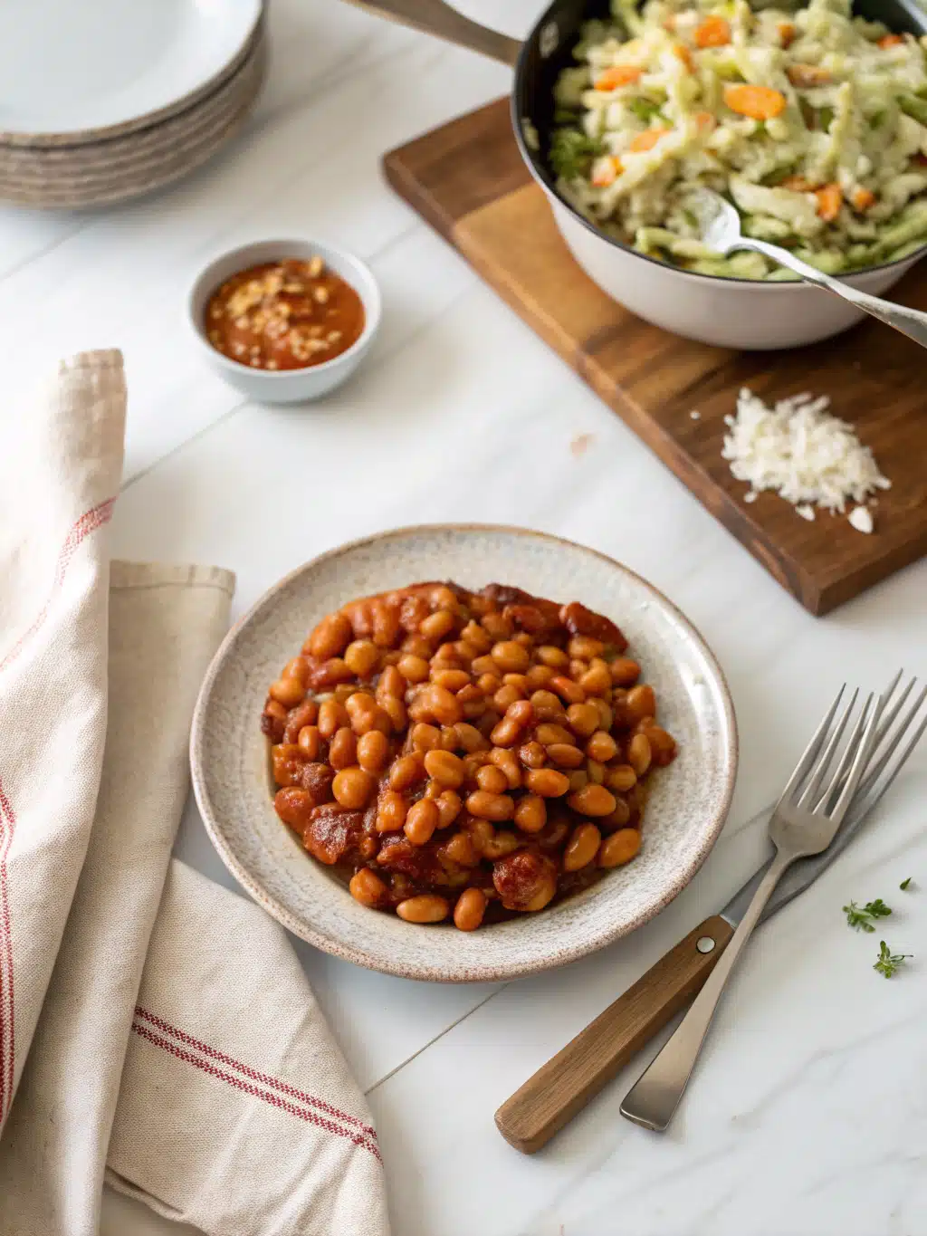 Dr. Pepper Baked Beans serving suggestion