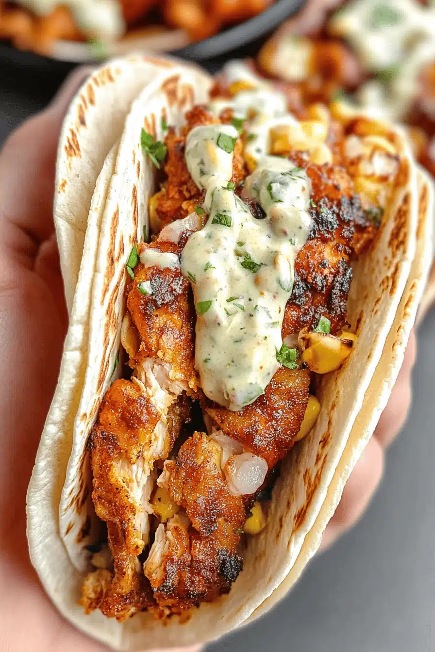 Fried Chicken Tacos Final Dish Presentation