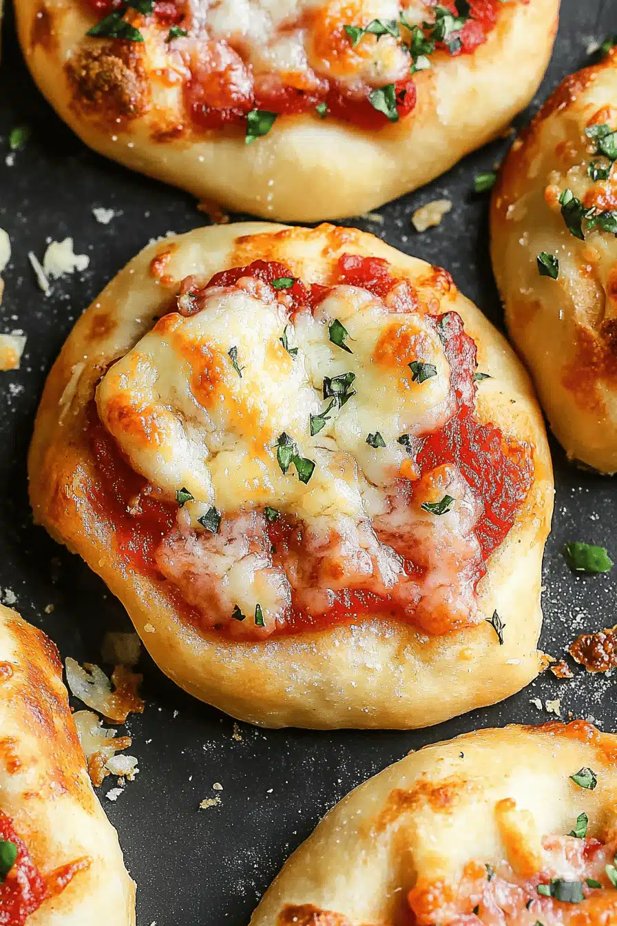 Garlic Parmesan Mini Pizzas Final Dish Presentation