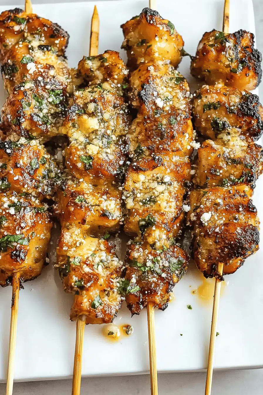 Garlic Parmesan Skewers Final Dish Presentation