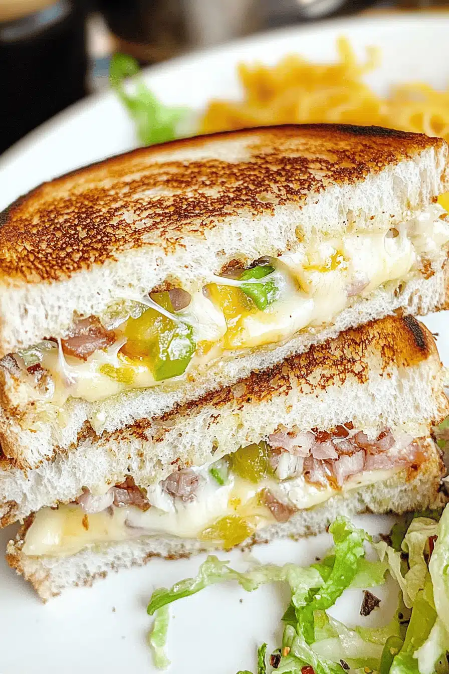 Grinder Grilled Cheese Sandwich Final Dish Presentation