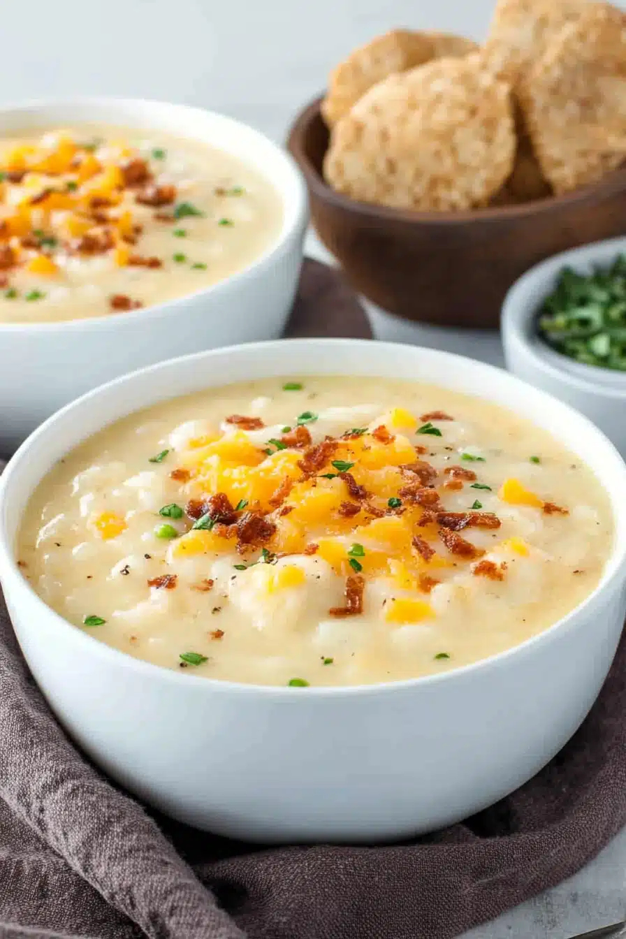 Hash Brown Potato Soup Final Dish Presentation