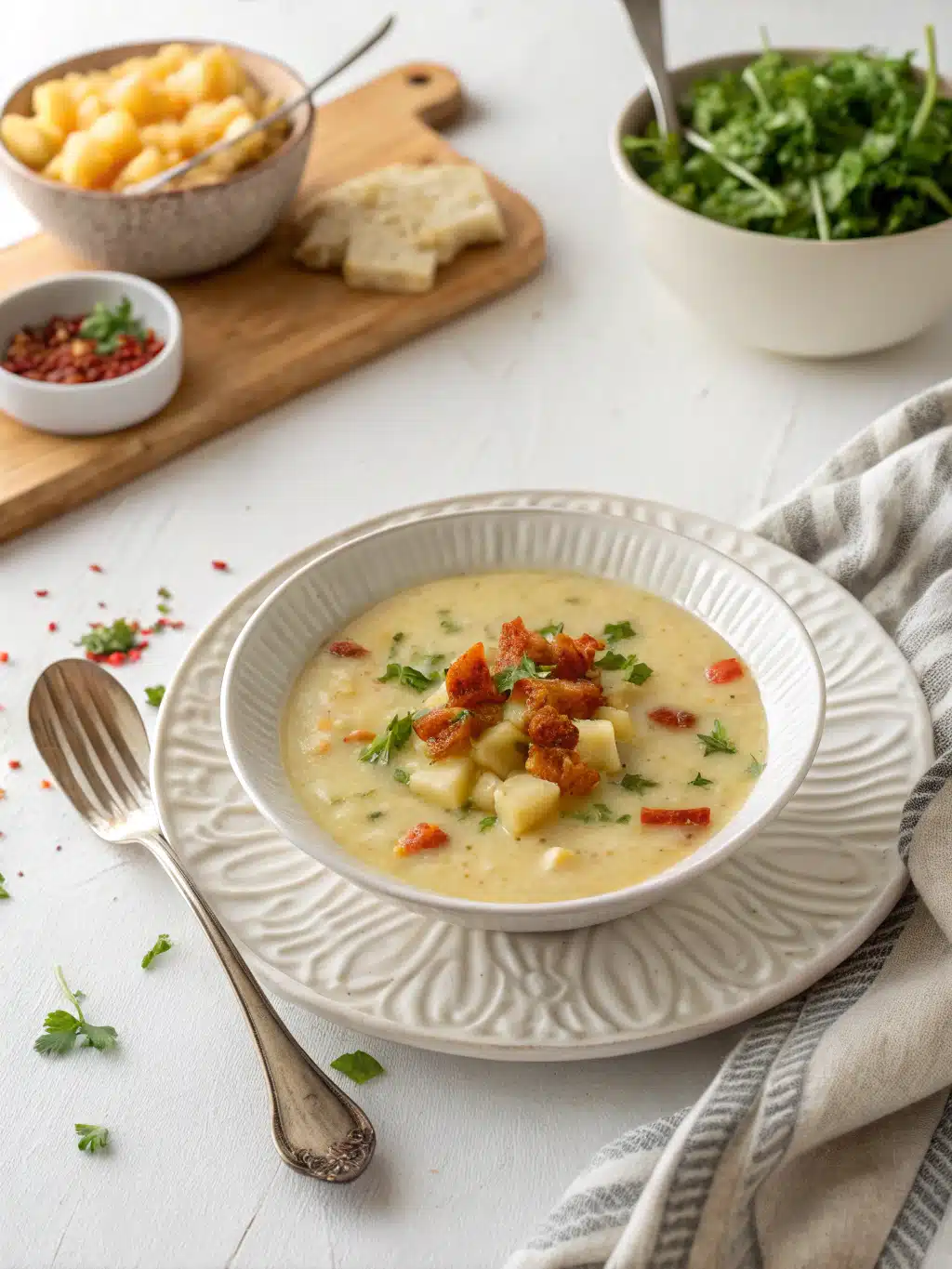 Hash Brown Potato Soup serving suggestion