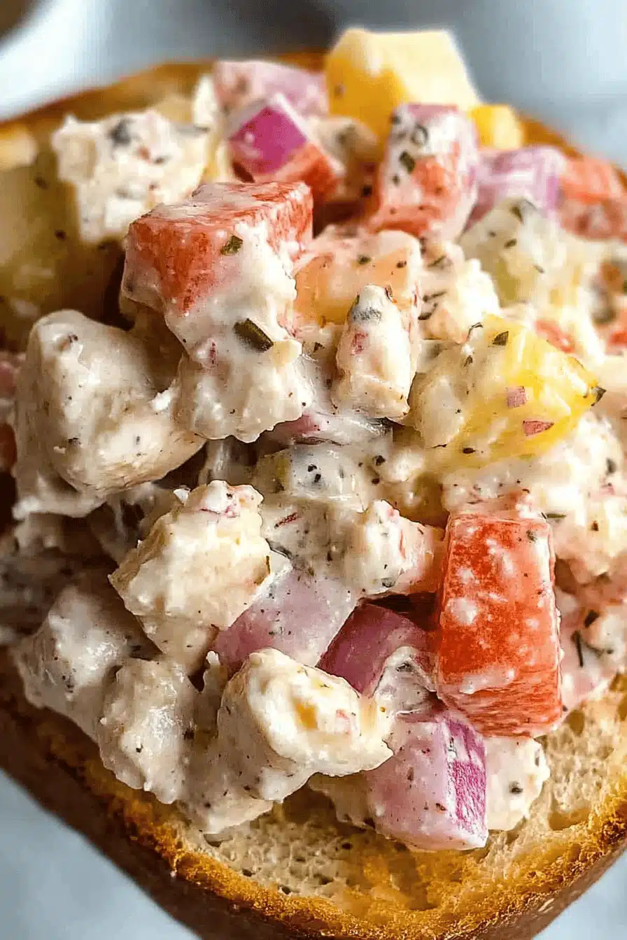 Italian Grinder Chicken Salad Final Dish Presentation