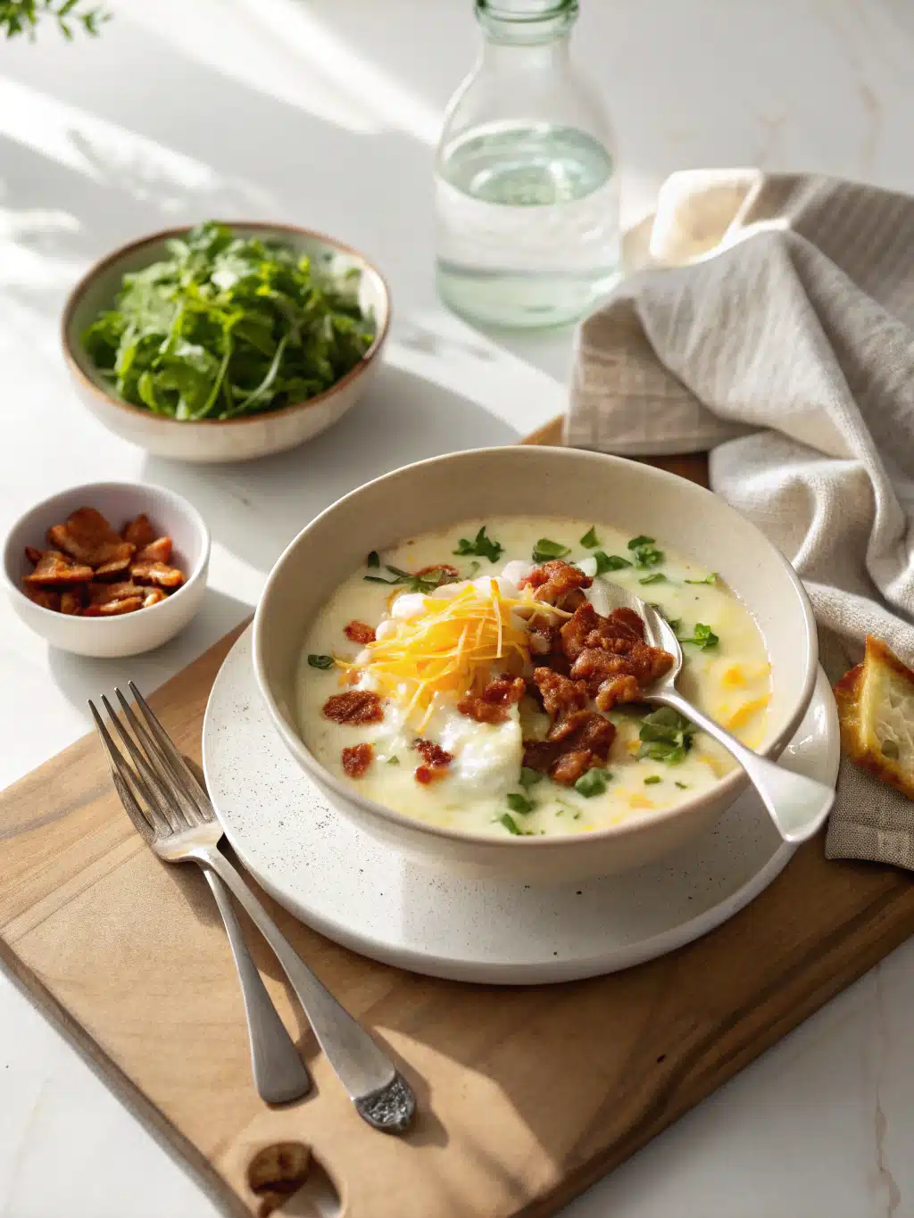 Loaded Baked Potato Soup serving suggestion