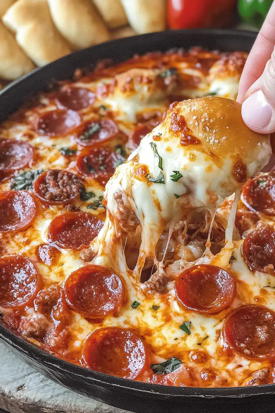 Meat Lovers Pizza Dip Final Dish Presentation