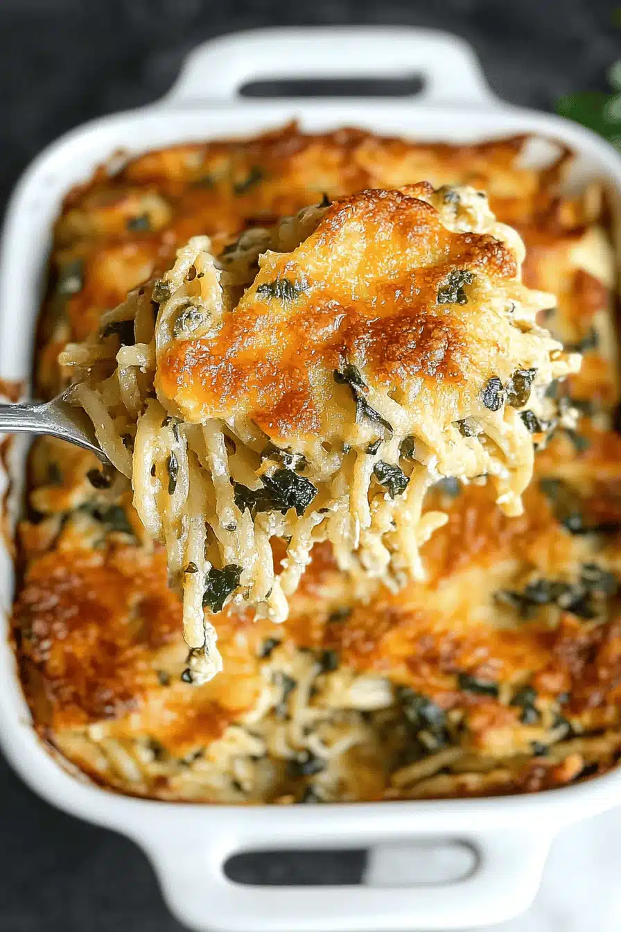Monterey Chicken Spaghetti Bake Final Dish Presentation