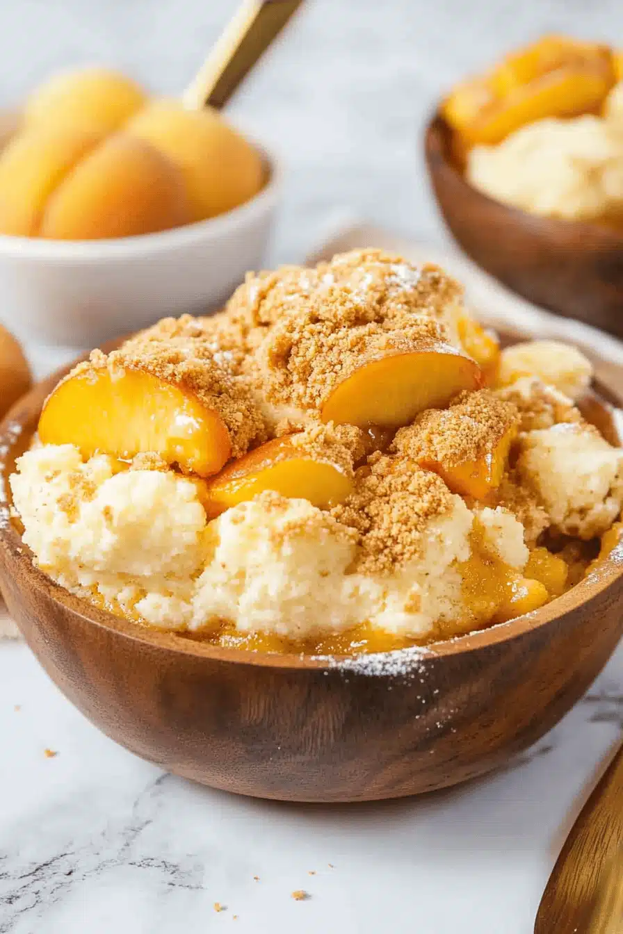 Peach Cobbler Dump Cake Final Dish Presentation