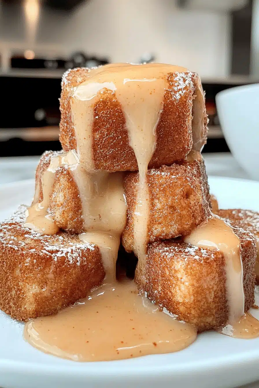 Peach Cobbler French Toast Bites Final Dish Presentation