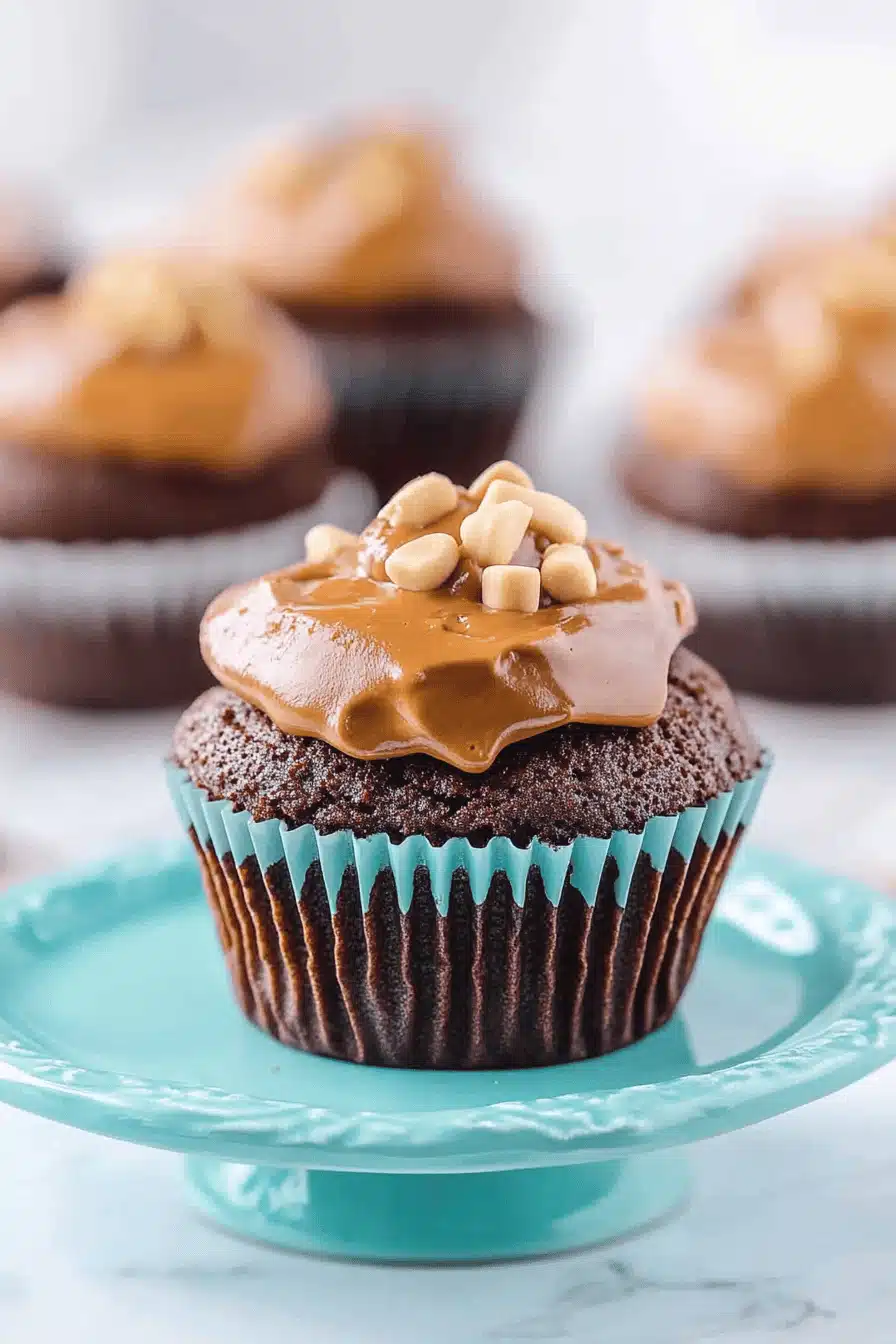 Peanut Butter Brownie Cupcakes Final Dish Presentation