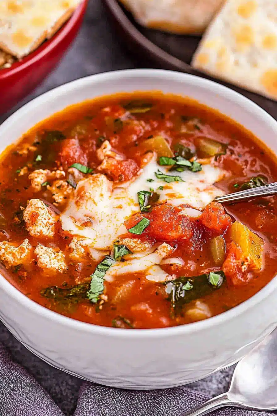 Pizza Soup Recipe Final Dish Presentation