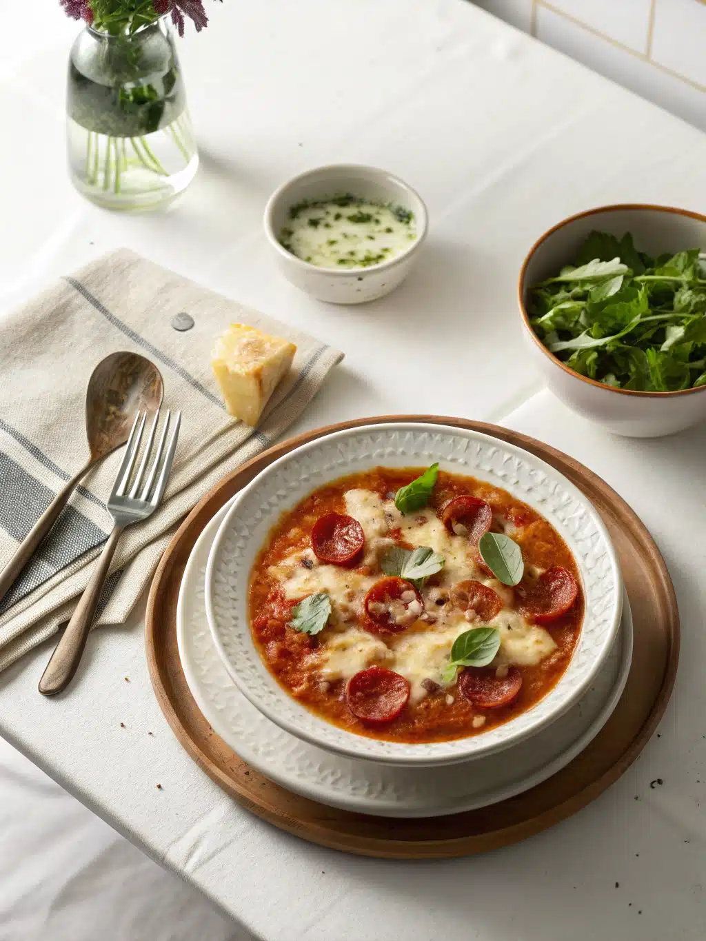Pizza Soup Recipe serving suggestion