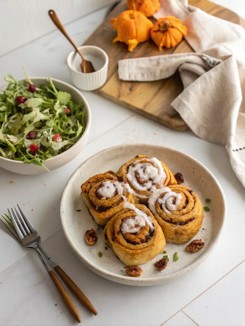 Pumpkin Cinnamon Rolls serving suggestion