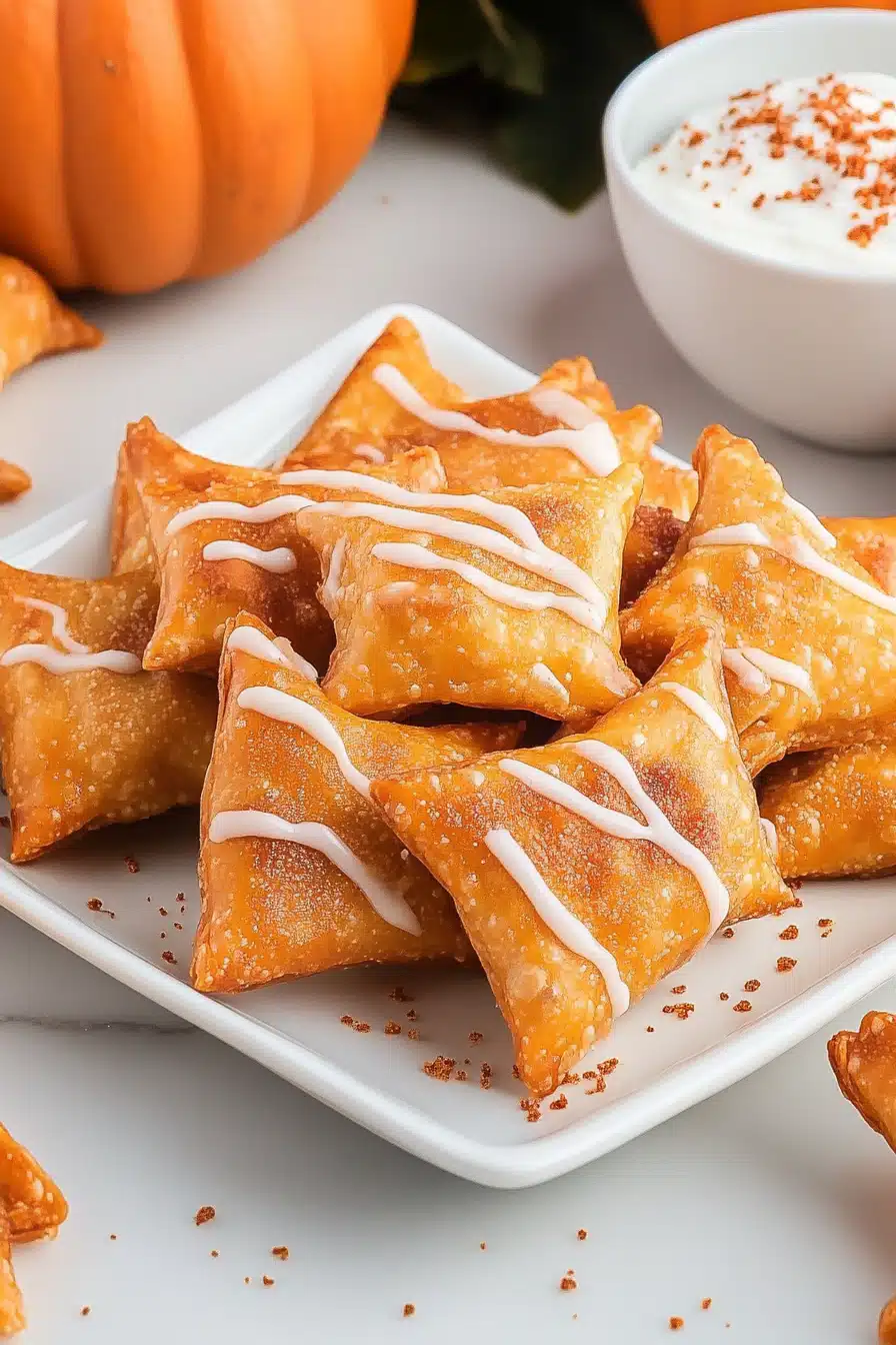 Pumpkin Cream Cheese Wontons Final Dish Presentation