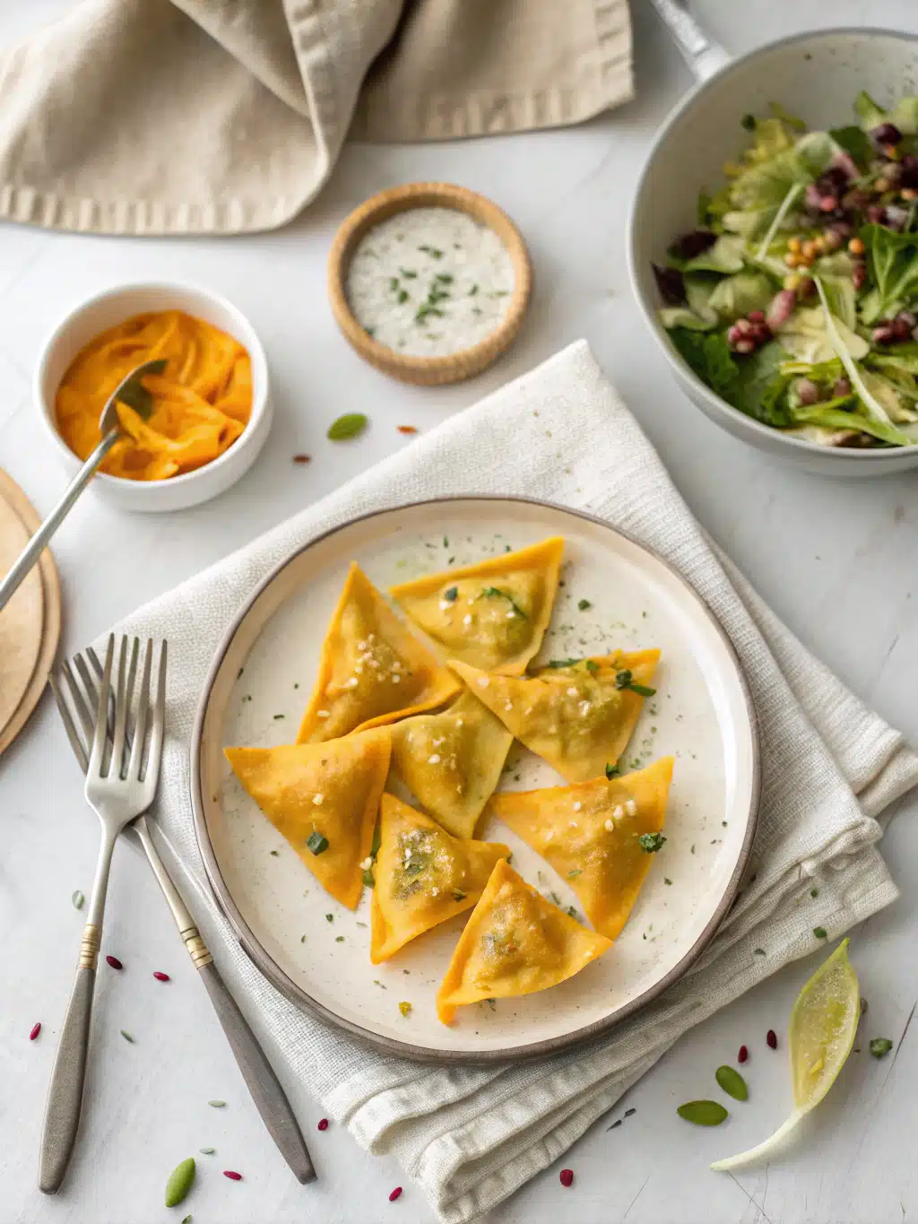 Pumpkin Cream Cheese Wontons serving suggestion