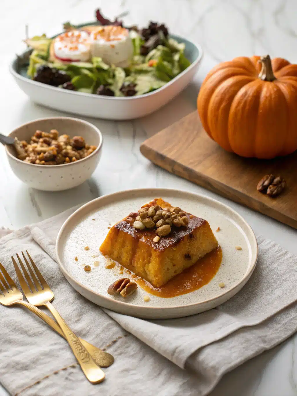 Pumpkin Gingerbread Pudding serving suggestion