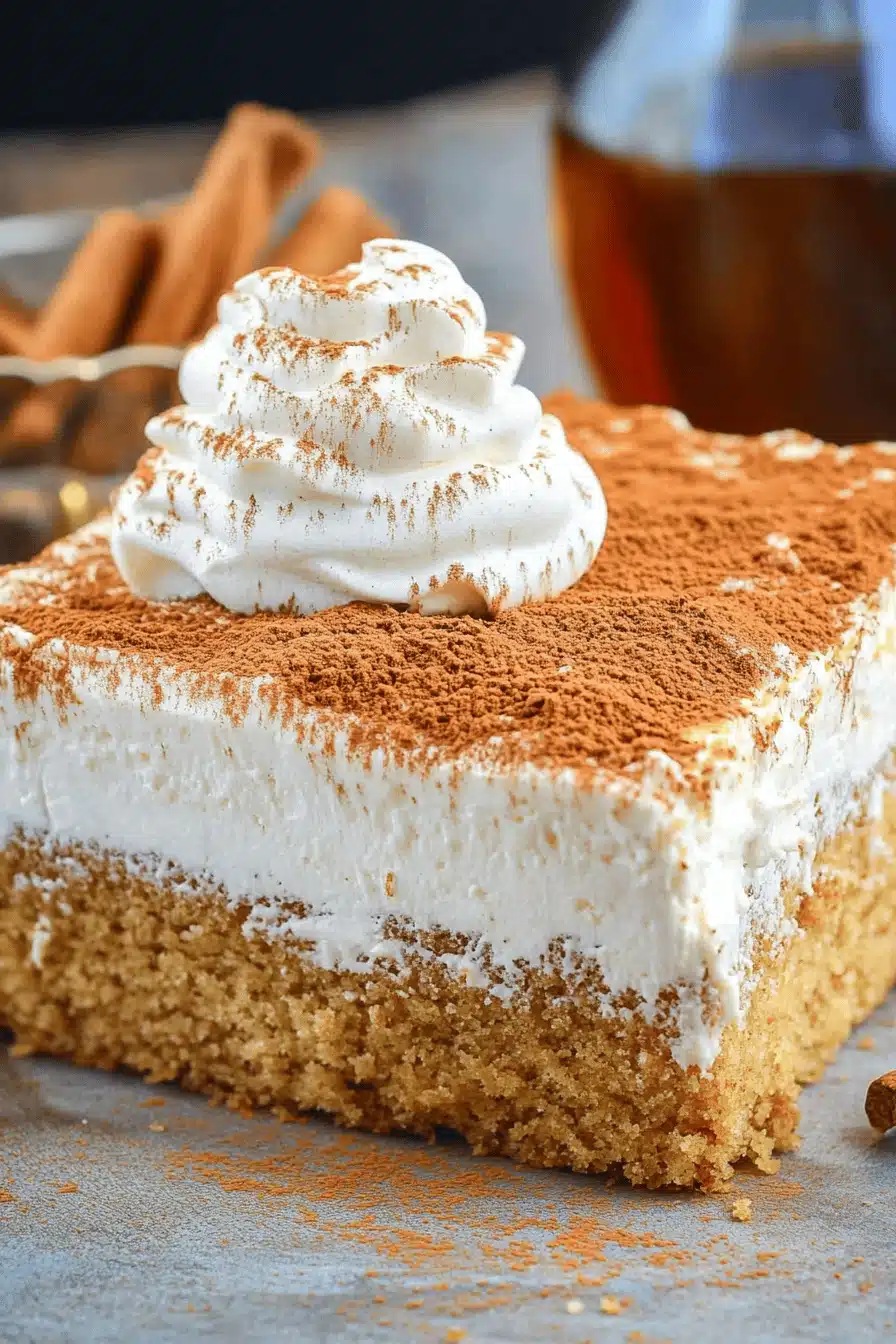 Pumpkin Spice Tres Leches Cake Final Dish Presentation