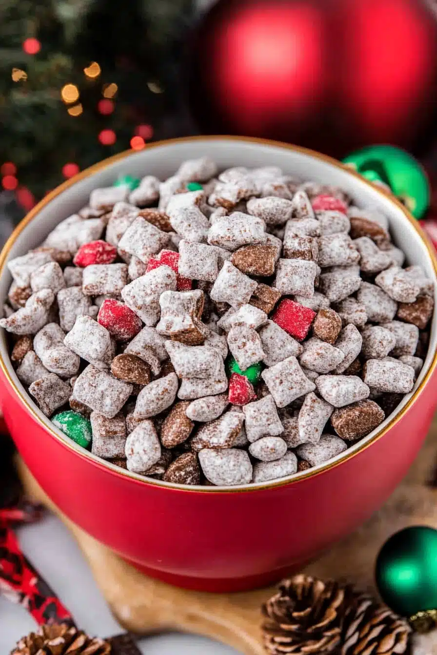 Reindeer Chow Recipe Final Dish Presentation