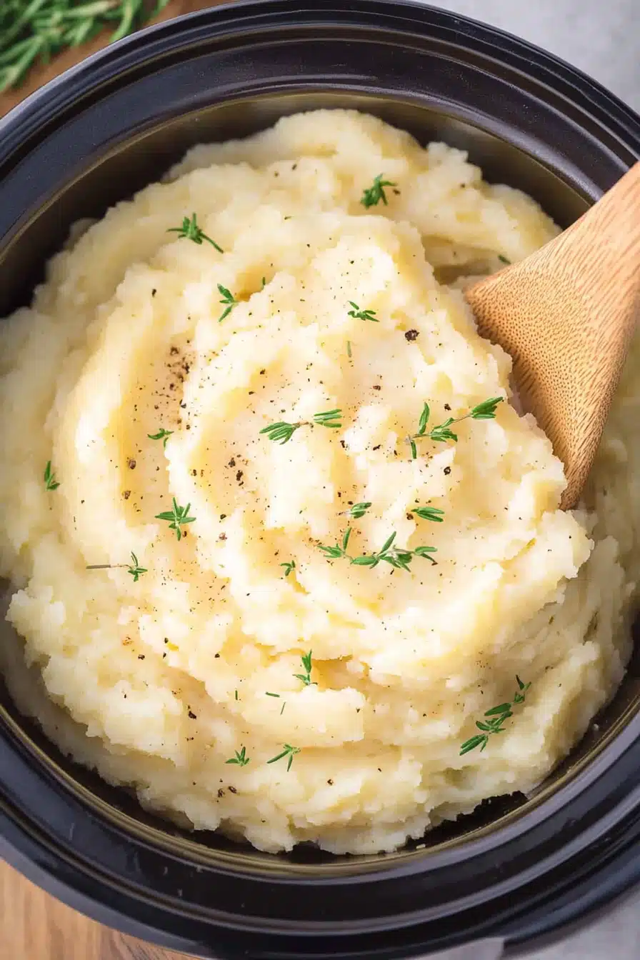 Slow Cooker Mashed Potatoes Final Dish Presentation
