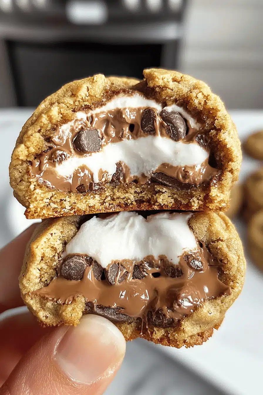 S'mores Stuffed Chocolate Chip Cookies Final Dish Presentation