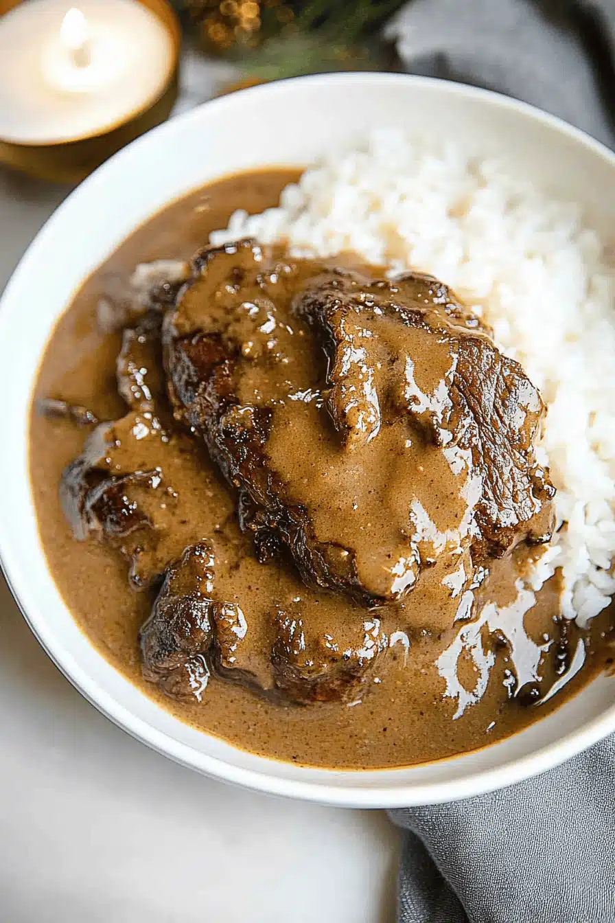 Smothered Steak and Gravy Final Dish Presentation
