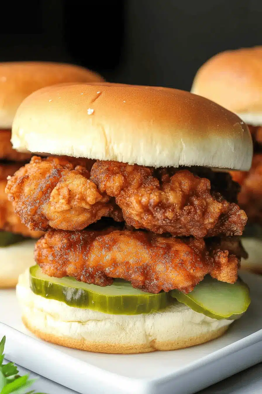 Southern Fried Chicken Sliders Final Dish Presentation