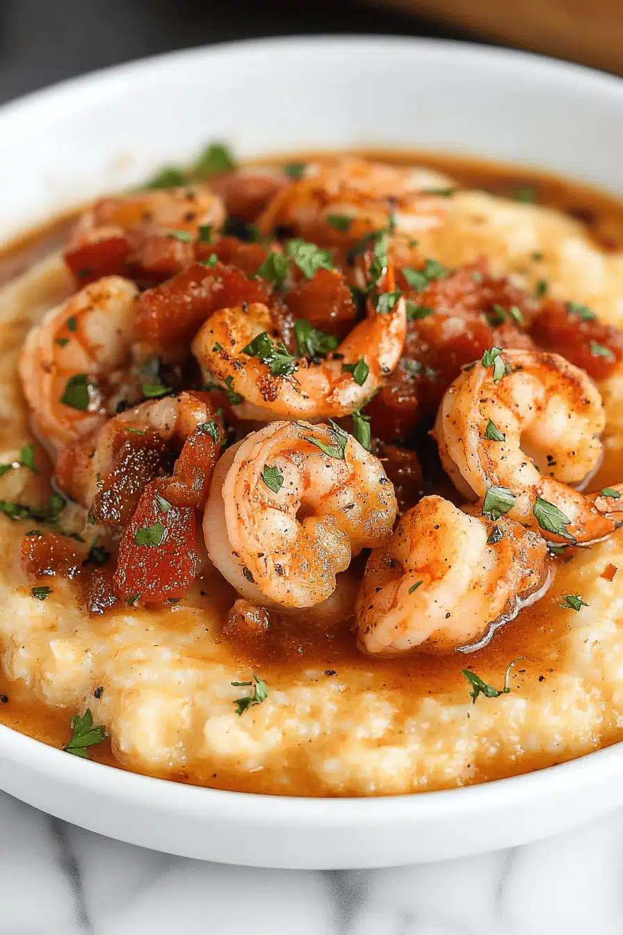 Southern Shrimp and Grits Final Dish Presentation