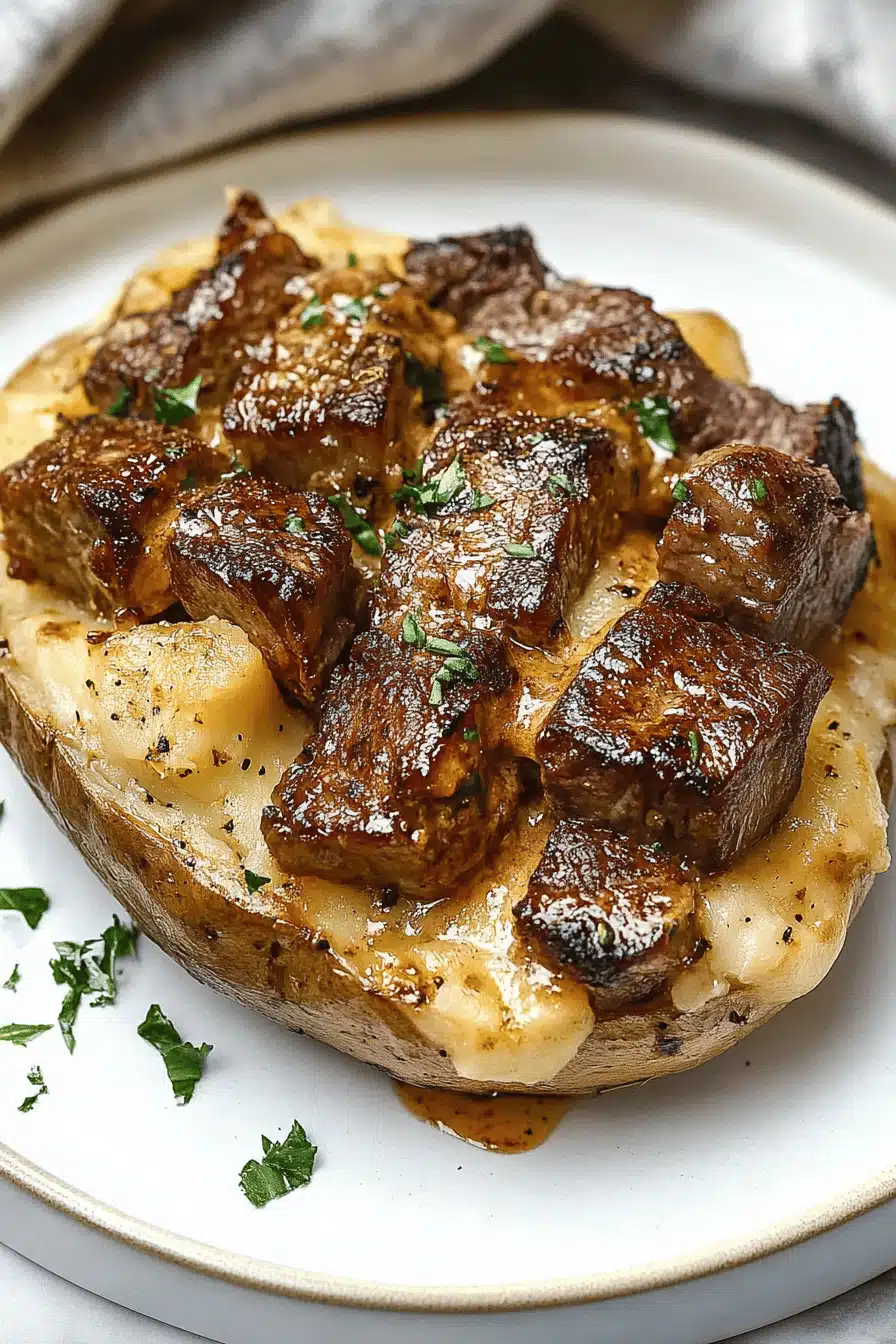 Steak Baked Potato Final Dish Presentation