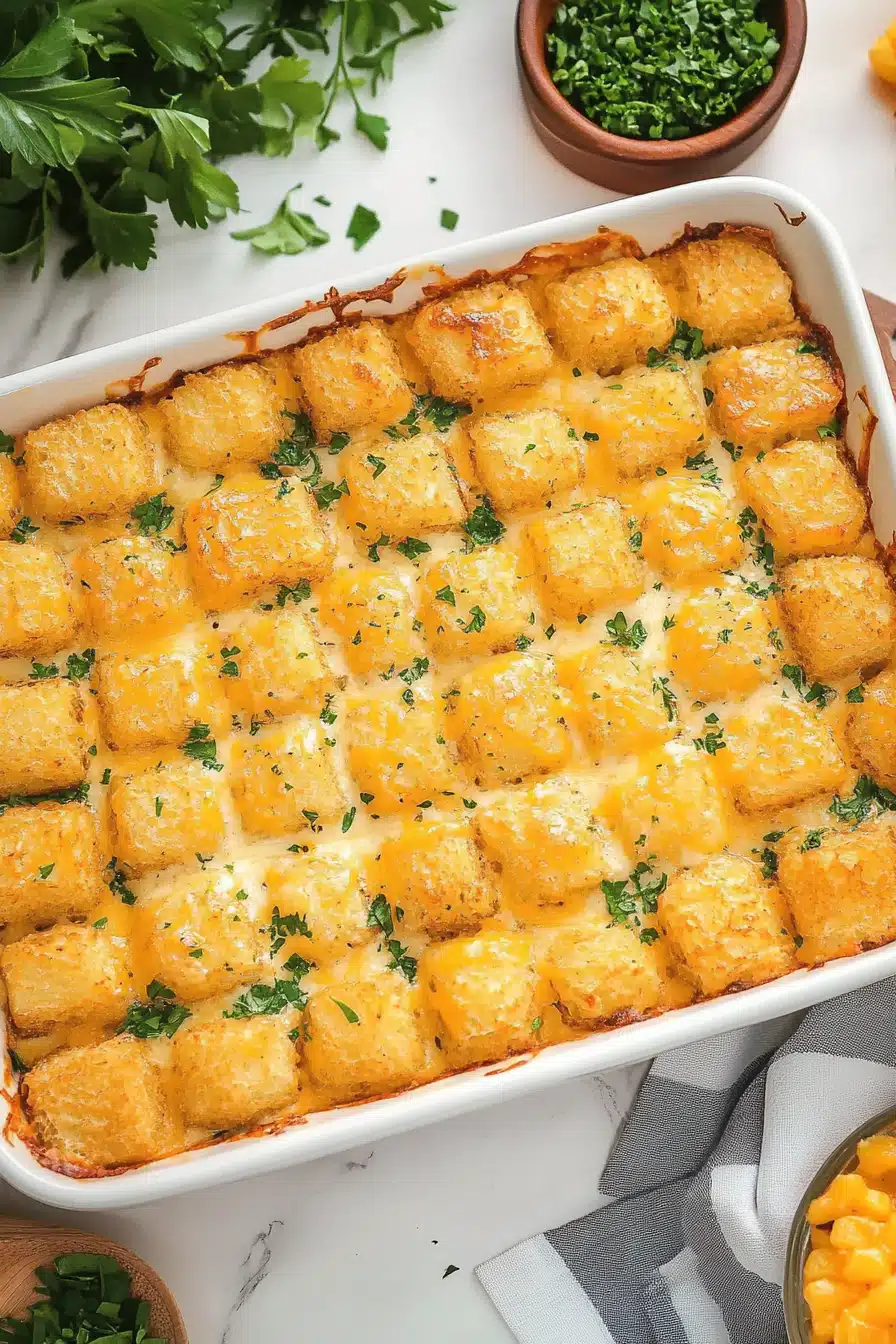 Tater Tot Casserole Recipe Final Dish Presentation