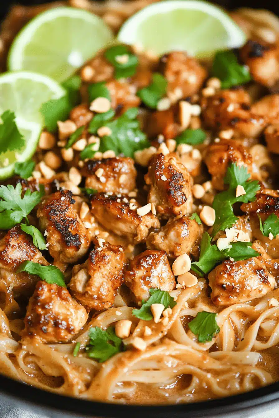 Thai Peanut Chicken Noodles Final Dish Presentation