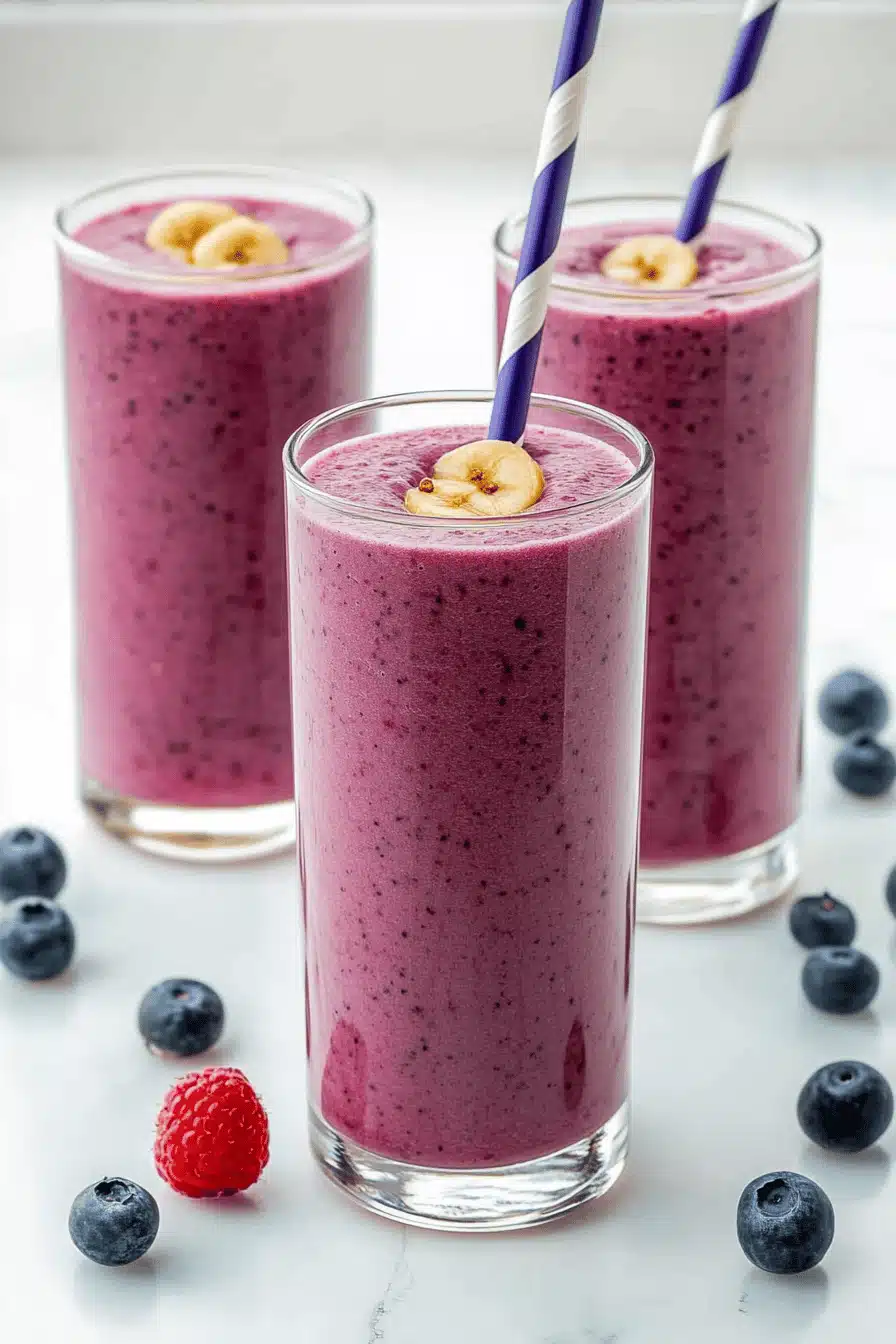 Triple Berry Tropical Smoothie Final Dish Presentation