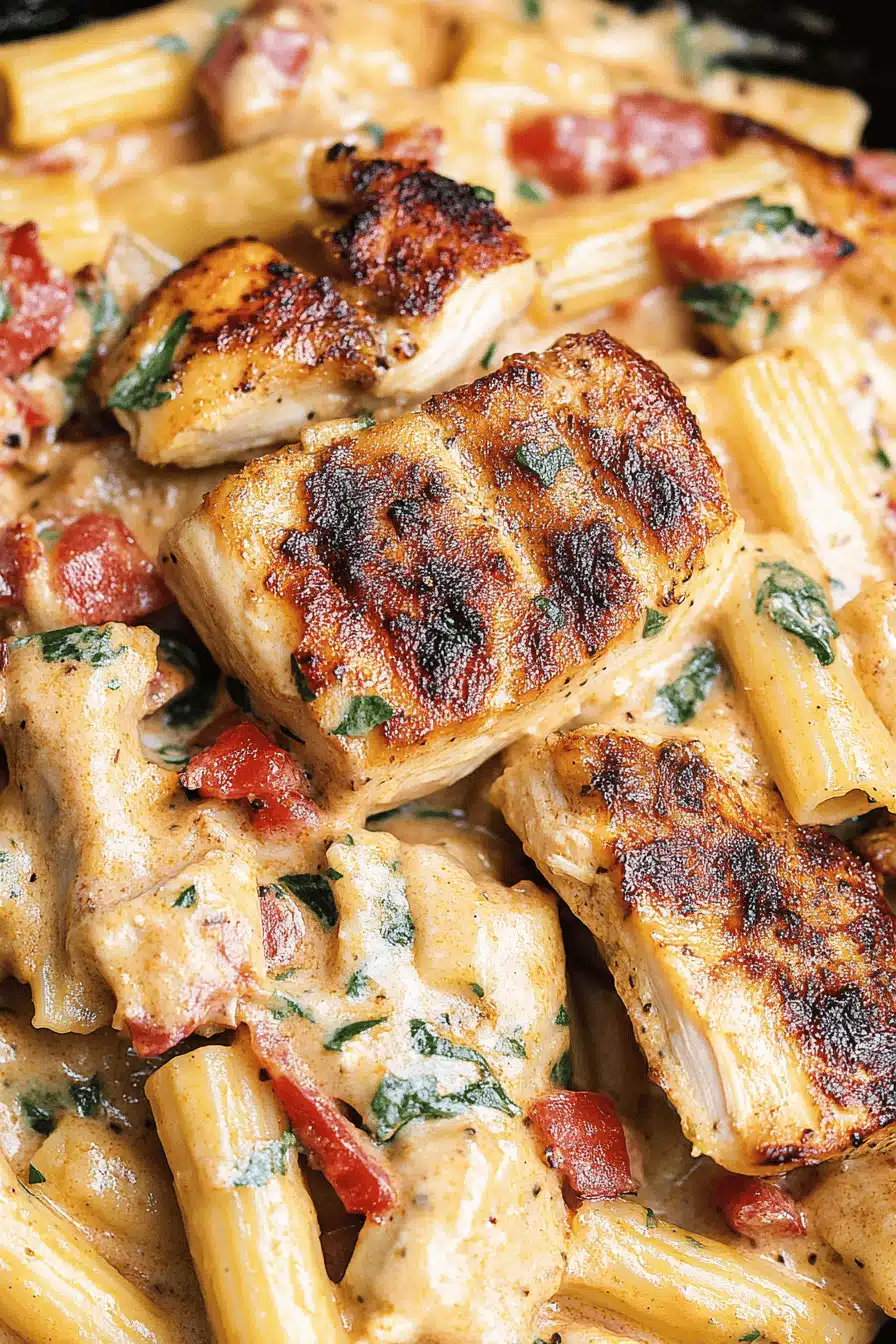 Tuscan Chicken Pasta Final Dish Presentation