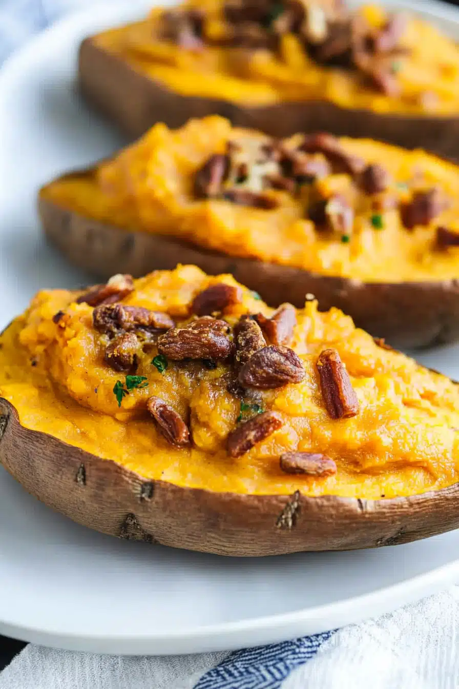 Twice-Baked Sweet Potatoes Final Dish Presentation