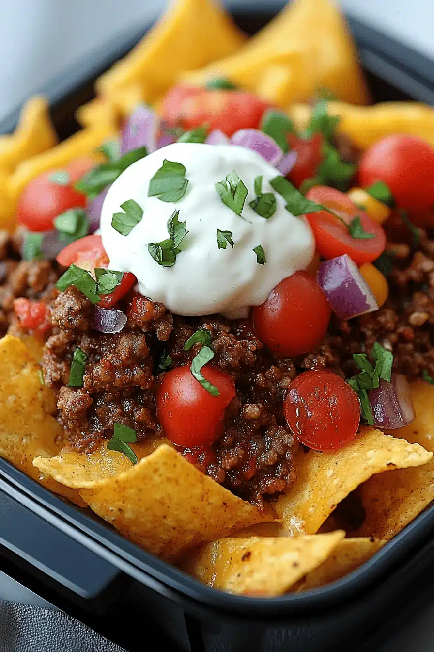 Air Fryer Nachos Recipe ingredients organized and measured on kitchen counter