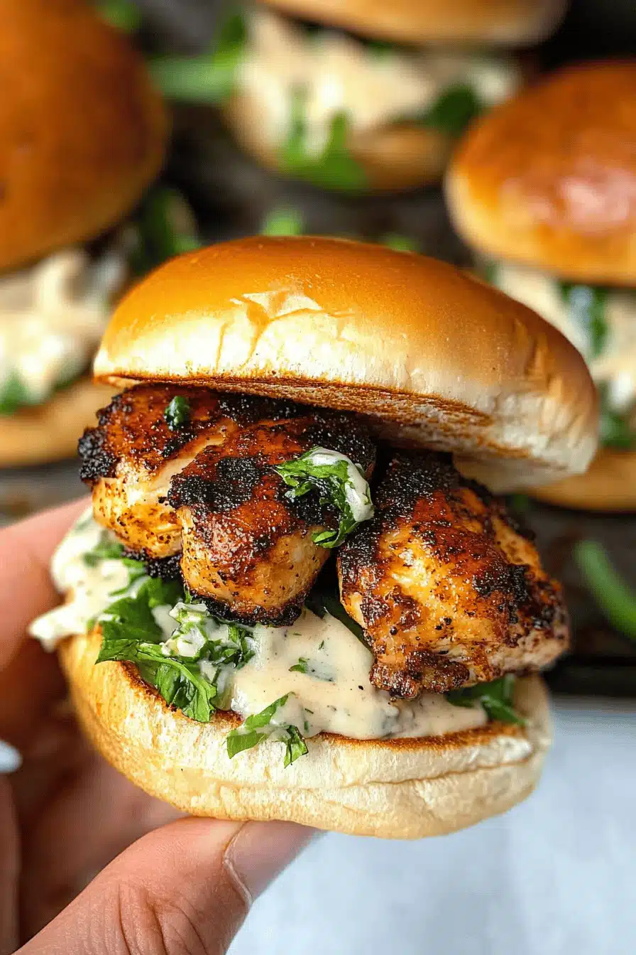 Alabama White Blackened Chicken Sliders Final Dish Presentation