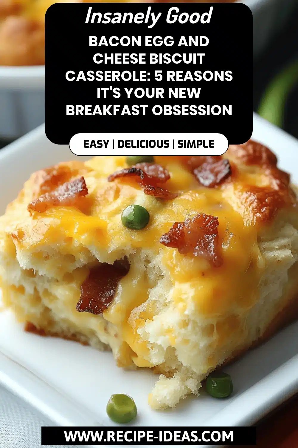 Bacon Egg Cheese Biscuit Casserole final dish beautifully presented and ready to serve