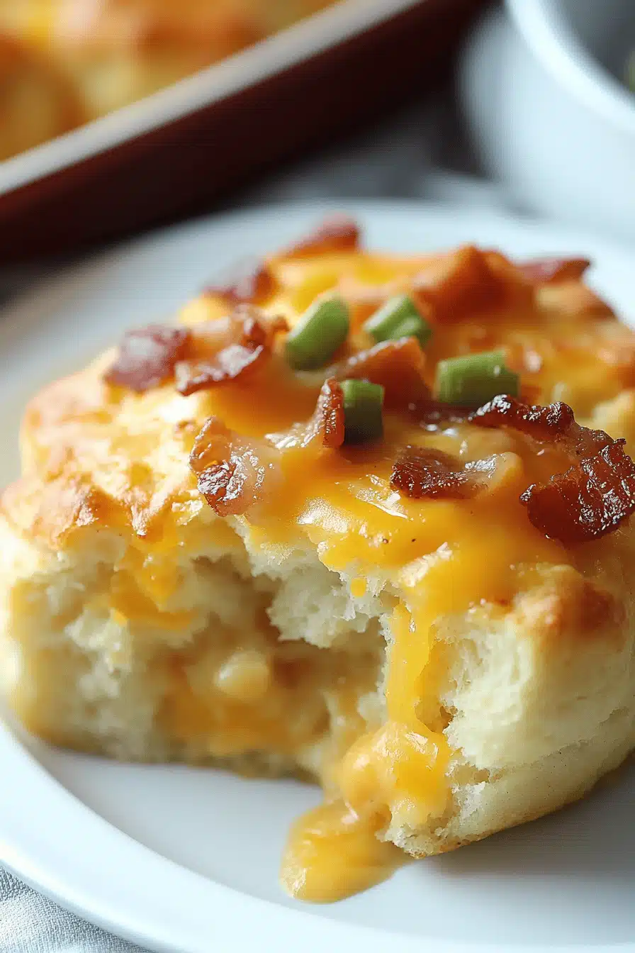 Bacon Egg Cheese Biscuit Casserole ingredients organized and measured on kitchen counter