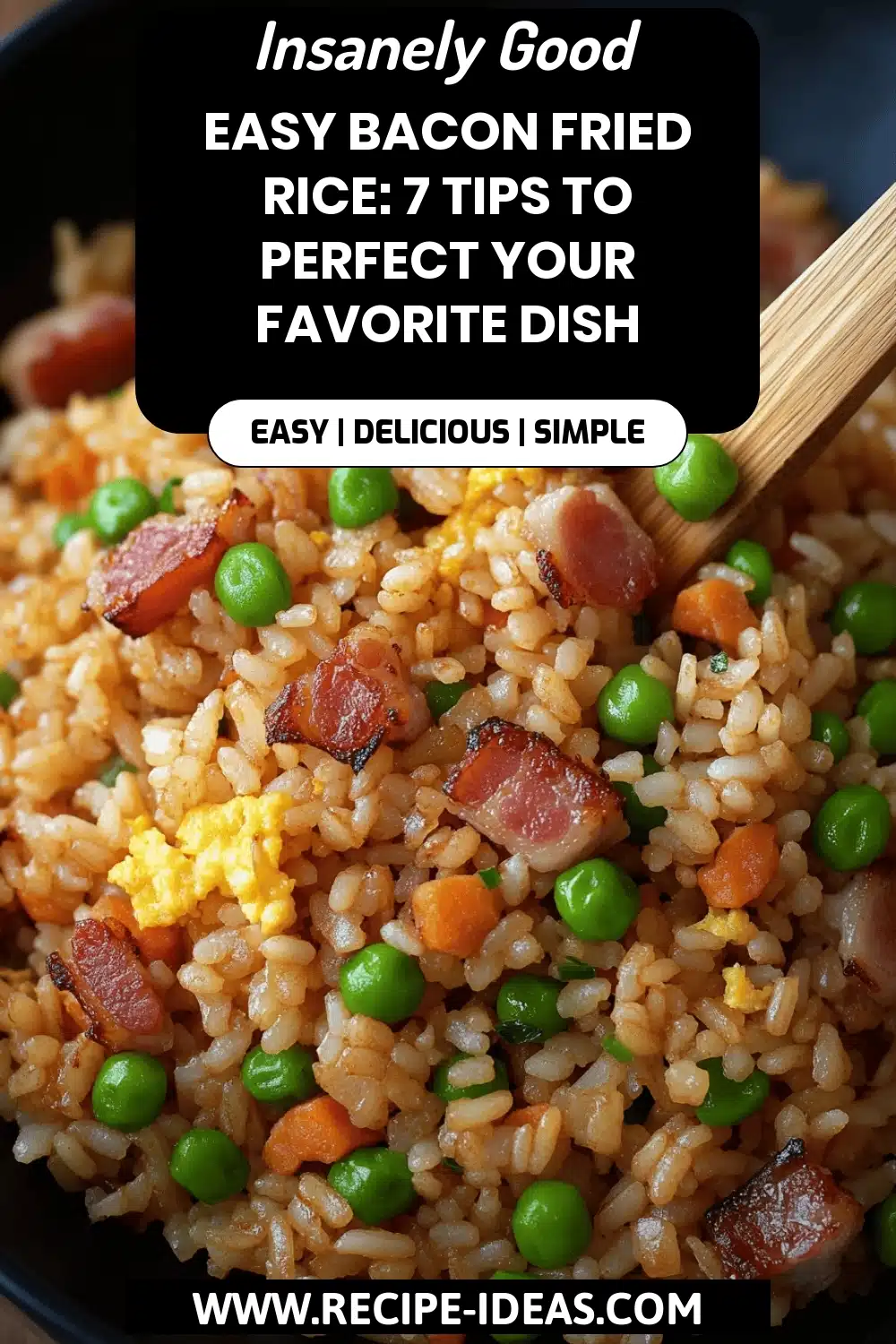 Bacon Fried Rice final dish beautifully presented and ready to serve