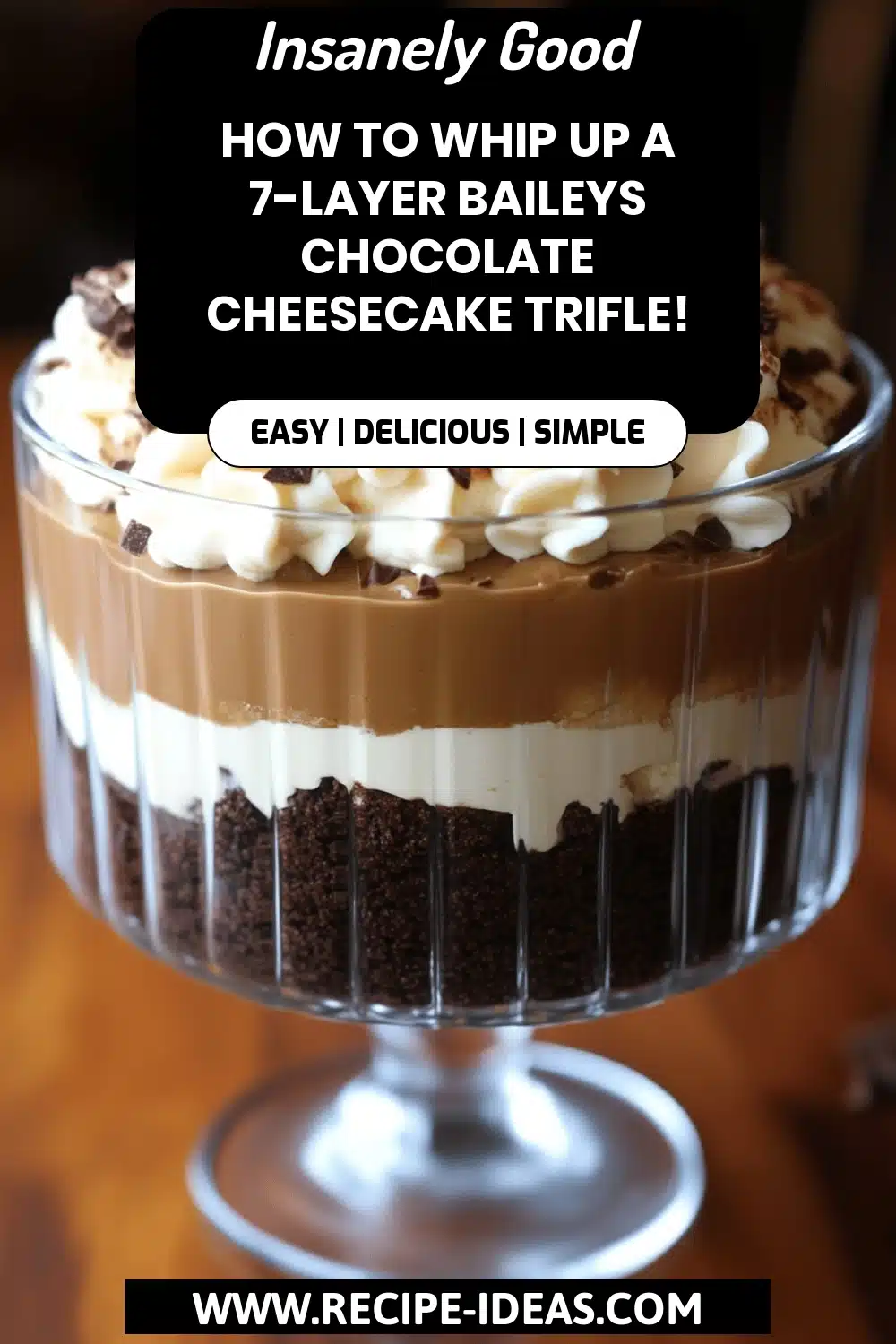 Baileys Chocolate Cheesecake Trifle final dish beautifully presented and ready to serve