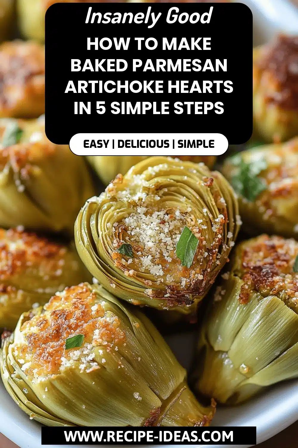 Baked Parmesan Artichoke Hearts final dish beautifully presented and ready to serve