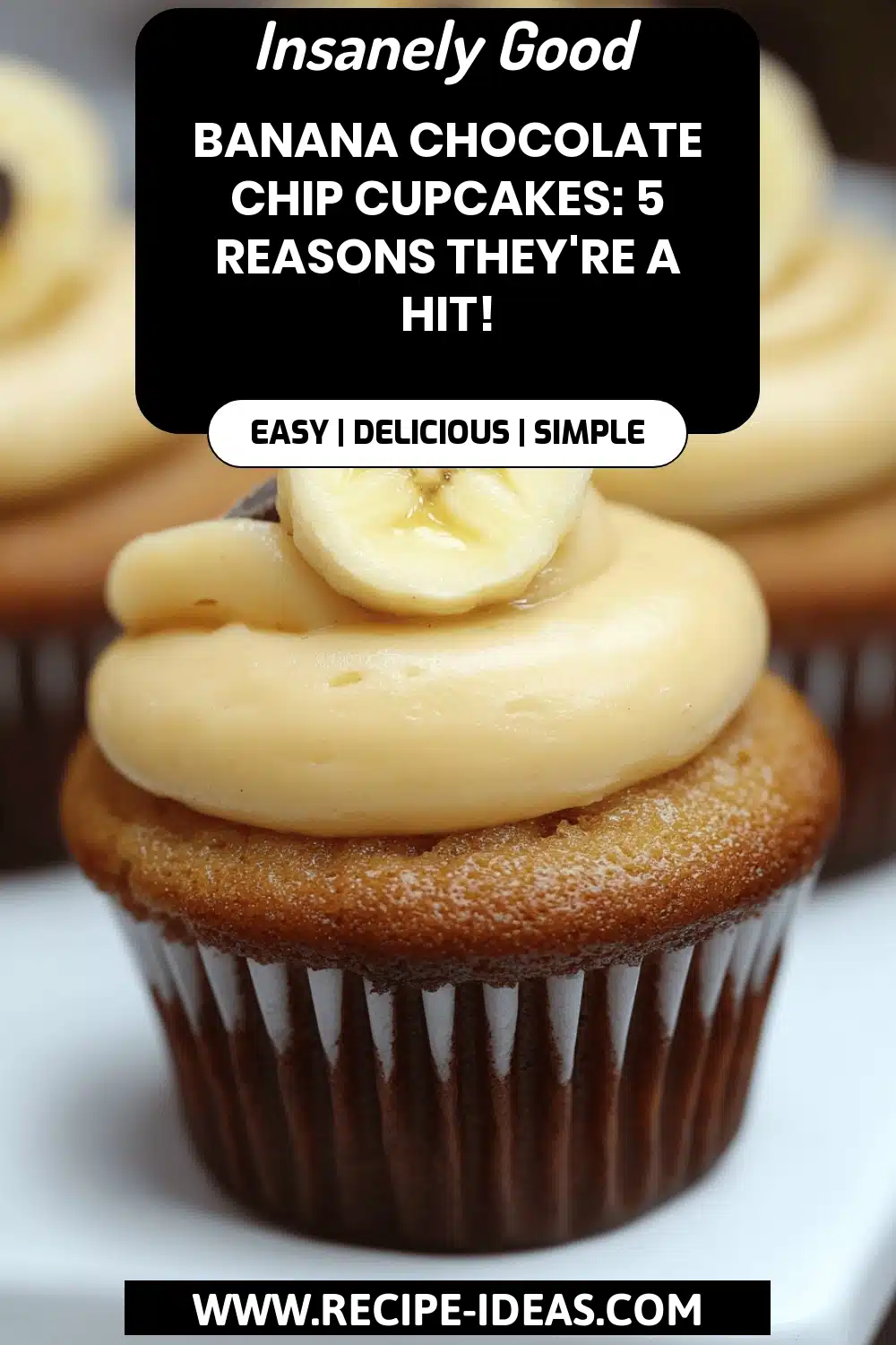 Banana Chocolate Chip Cupcakes final dish beautifully presented and ready to serve