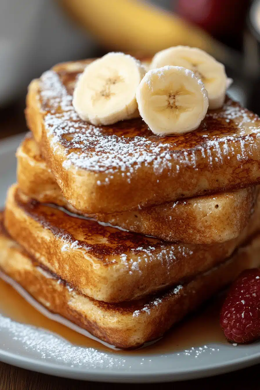 Banana French Toast Recipe slice on plate showing perfect texture and swirl pattern