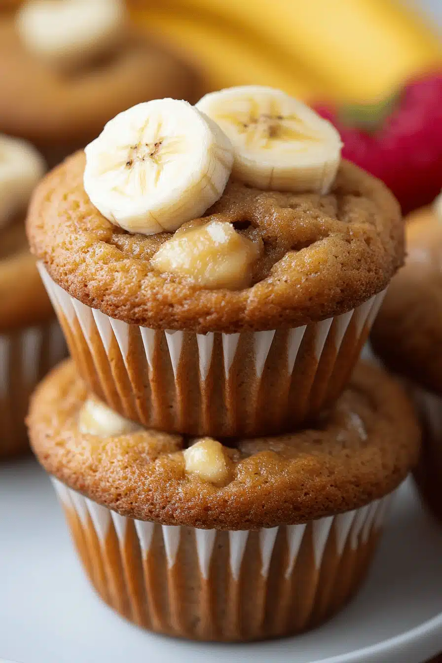 Banana Muffins Recipe ingredients organized and measured on kitchen counter