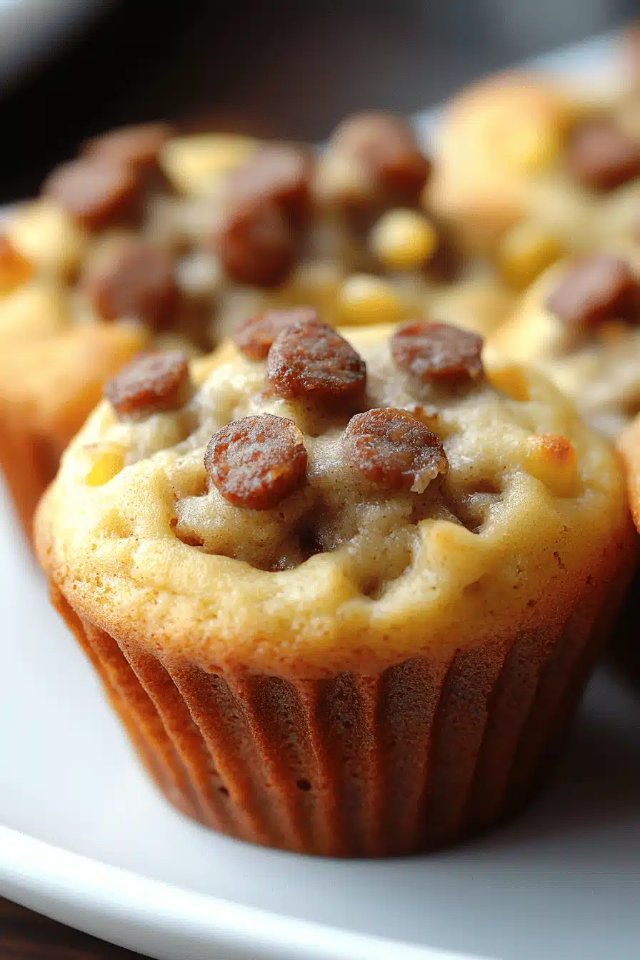 Bisquick Sausage Muffins slice on plate showing perfect texture and swirl pattern
