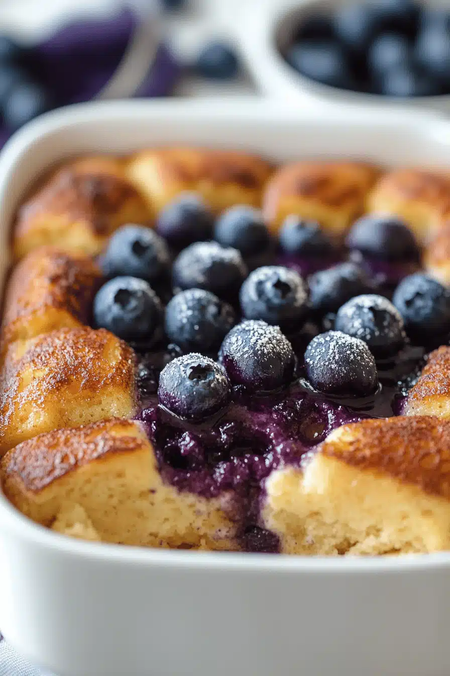 Blueberry French Toast Casserole ingredients organized and measured on kitchen counter