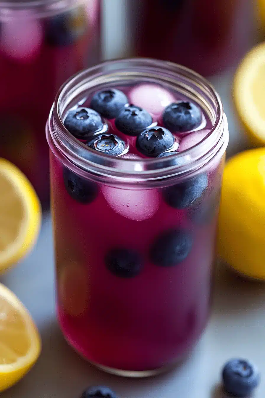Blueberry Lemonade Recipe slice on plate showing perfect texture and swirl pattern