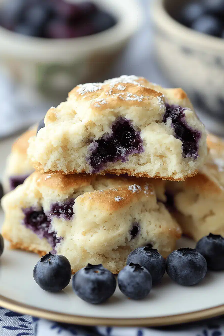 Blueberry Scones Recipe slice on plate showing perfect texture and swirl pattern