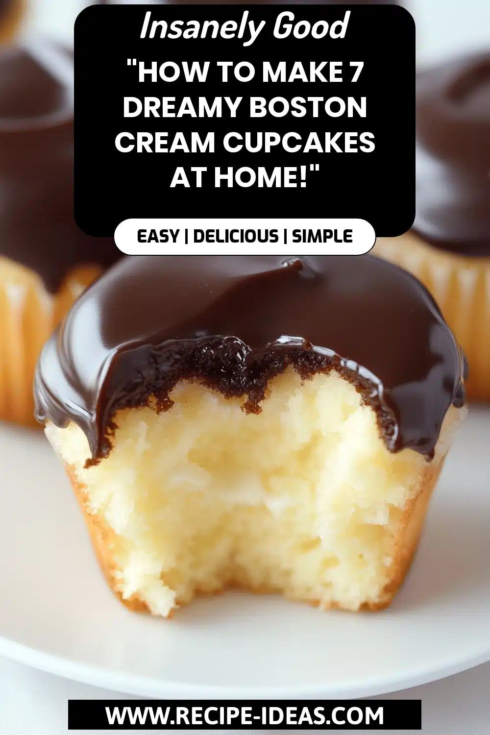 Boston Cream Cupcakes final dish beautifully presented and ready to serve