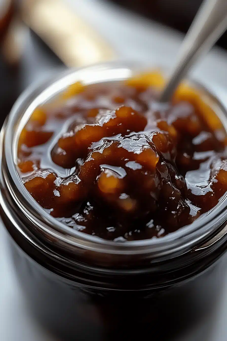 Bourbon Bacon Jam Recipe ingredients organized and measured on kitchen counter