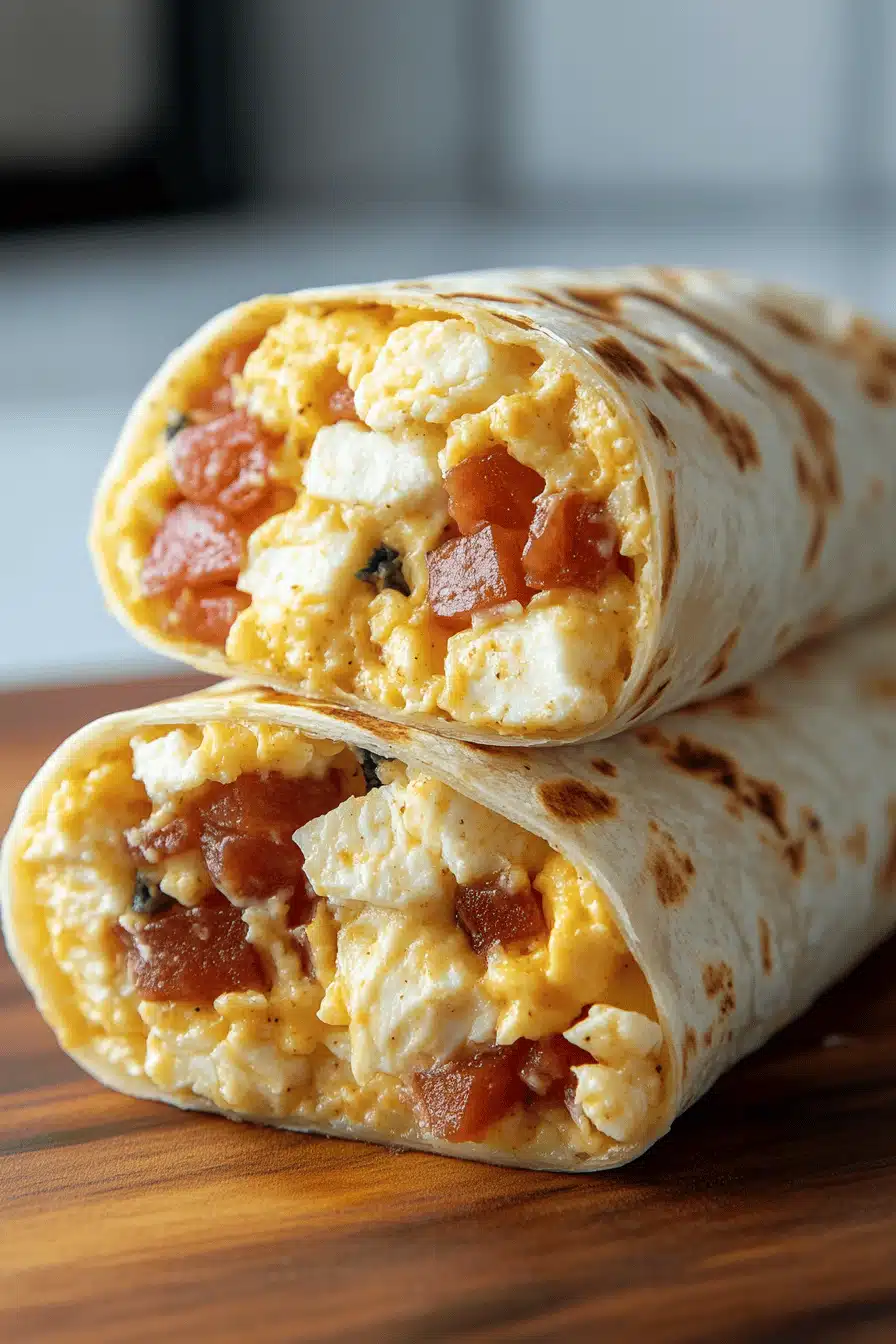 Breakfast Wrap Recipe ingredients organized and measured on kitchen counter